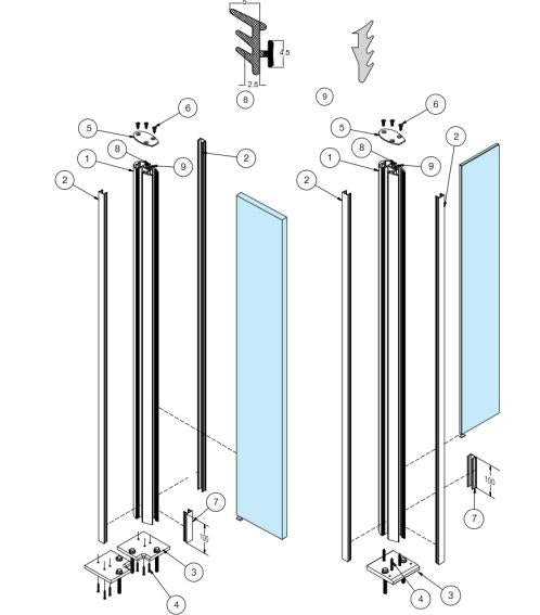 Aluminium pole, VK-straight, corner R
