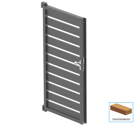 Single-wing aluminium gate 1.025x1.85m with 20x100 R7016 filling - set