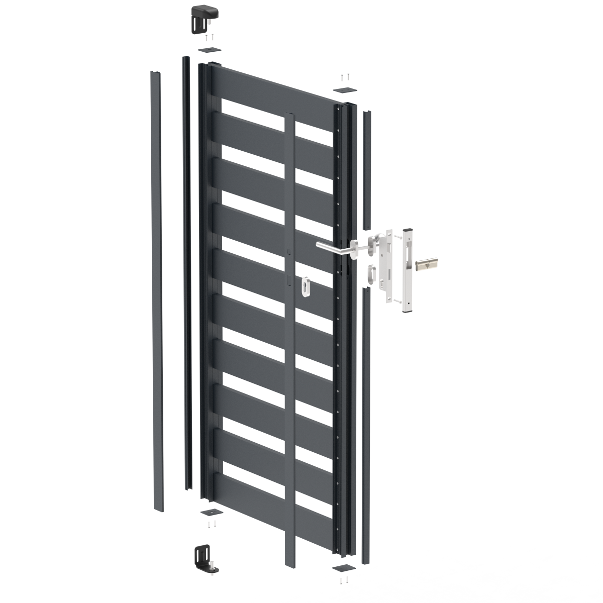 Single-wing aluminium gate 1,025x1,50m with 20x100 R7016 filling - set