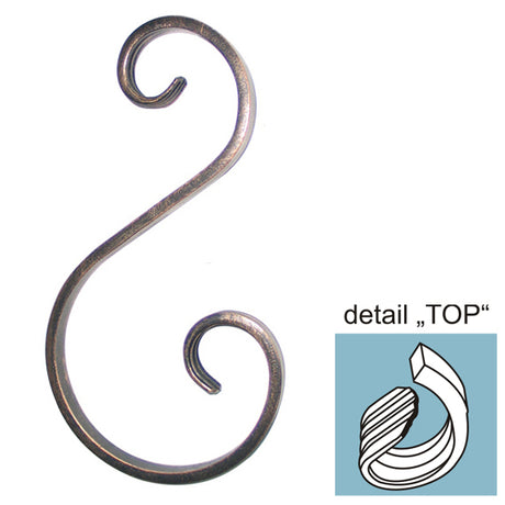 Scroll "S" h150, b70/40, 12x6mm