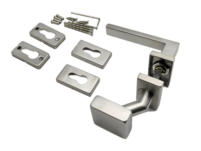 Door handle with plate, pair AISI 304, K320, L135m