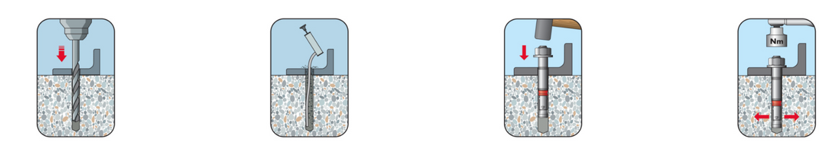 Anchor for medium heavy duty with hexagonal head M10, stainless steel