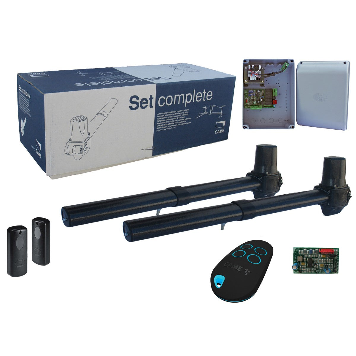 Came drive for double-leaf gate, set with photocells