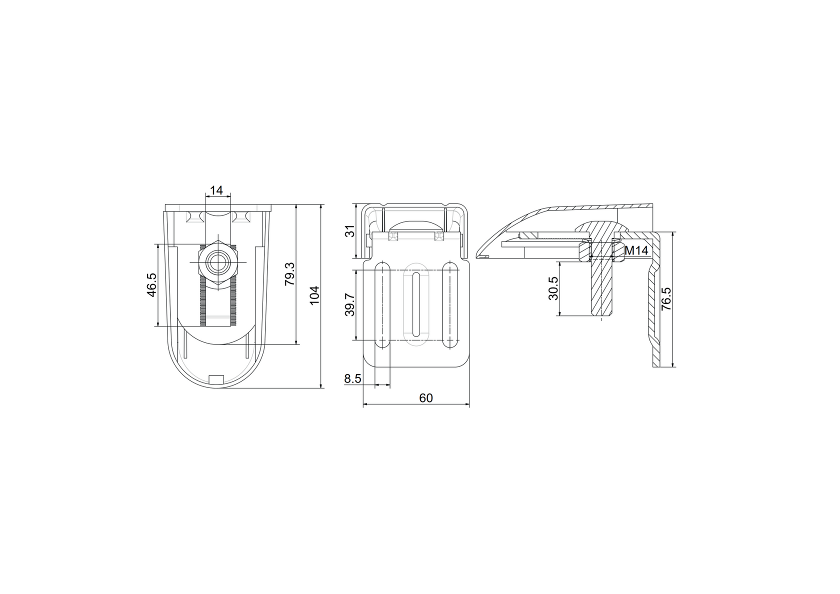 Adjustable hinge with anchoring flange