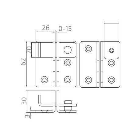 Verrou de portail INOX, AISI 316, D42, L=70mm