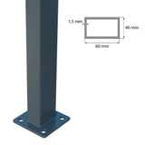 Pfosten 60x40mm mit Fuß ZnPVC 1600mm anthrazit
