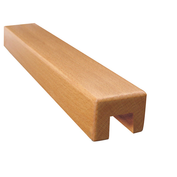 Beech square handrail with plow for glass