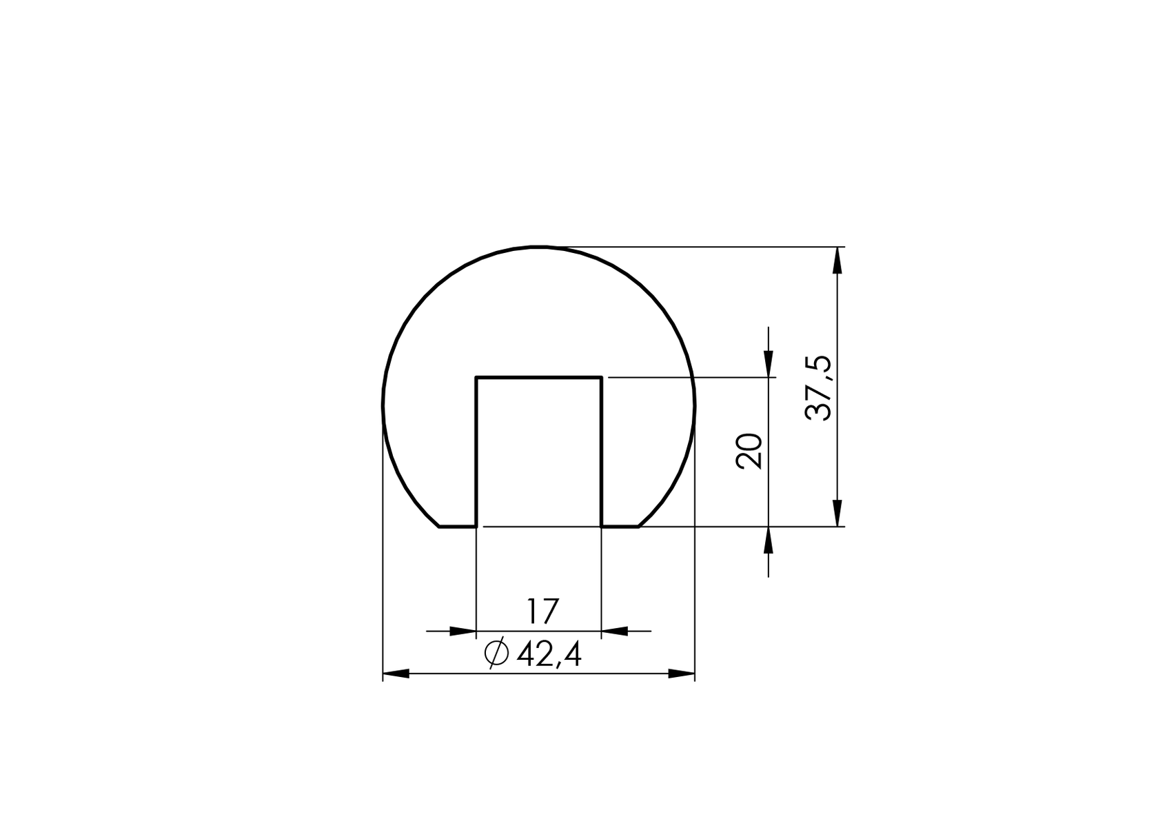 Beech round handrail with plow for glass
