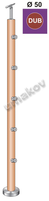 Wooden pole DUB (OAK) D50mm, 5xd12mm, v=100 cm, VK