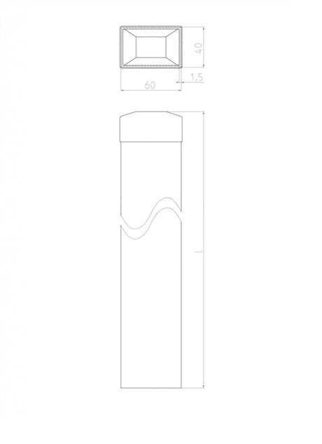 Poteau 60x40mm ZnPVC 2200mm vert