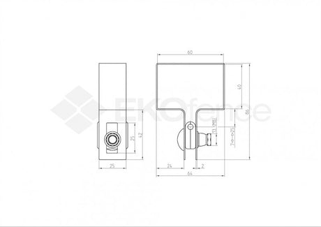 Endklemme für Pfosten ZnPVC 60x40mm schwarz M