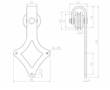 sliding barn door hardware - mini - "Rhombus"